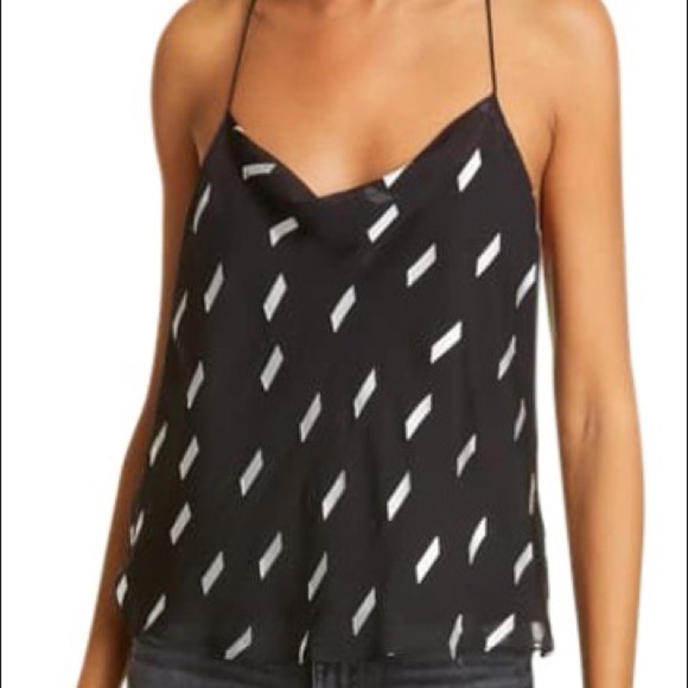 NWT Alice + Olivia Black Harmon Silk Blend Racerback Tank Top S